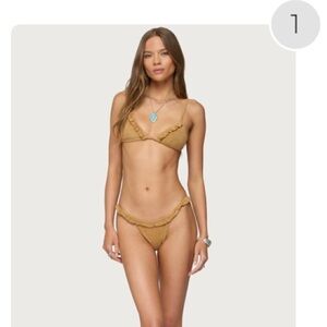Gilda Faux Suede Triangle Tan Bikini Set